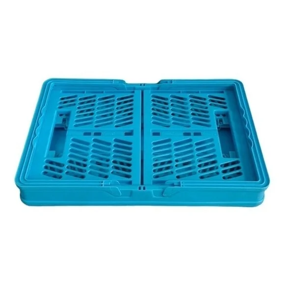 Blue Plastic Foldable Storage Basket 15"x10"x8" Organizer Bin Bathroom Toys G+ - Picture 6 of 6